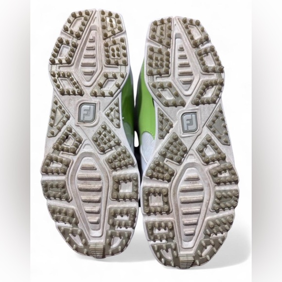 FootJoy White and Lime Green Pro/SL Golf Shoes - Picture 7 of 8